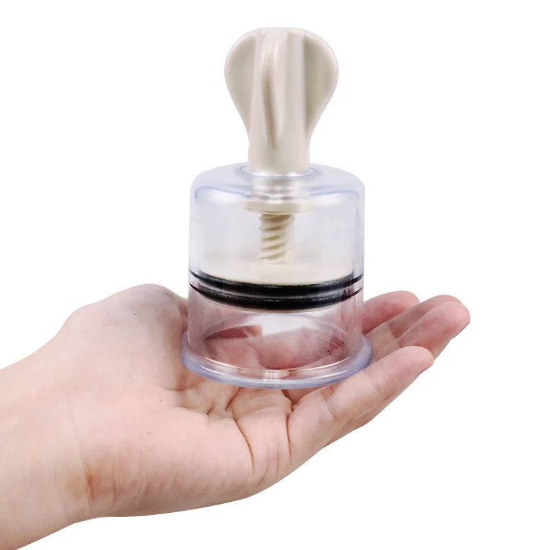 Twist Handle Cupping Cup with Transparent Plastic Body and Silicone Sealing Pad, S, M, L, XL or Combined Size Labels for Adult Manual Personal Care