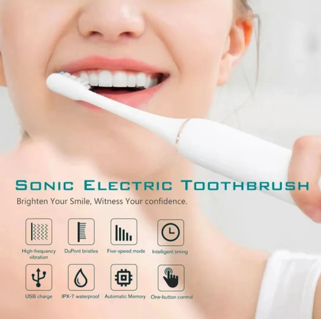 X3 Sonic Electric Toothbrush for Adults, USB Rechargeable Six-Mode Oral Care Brush with Two-Minute Brushing Cycle and 30-Second Zone Reminders