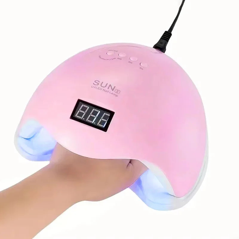 48W UV LED Nail Lamp for Gel Manicures and Pedicures, 24 Listed LED Beads with Pink or White Color Choices and USB, EU or US Power Options