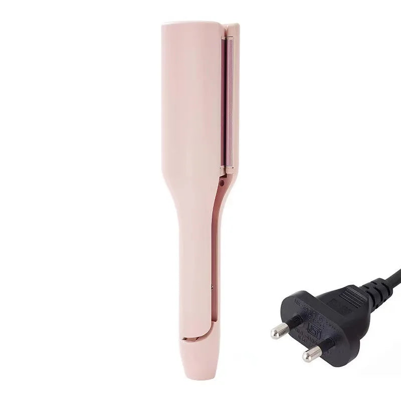 Deep Wave Hair Curler with Listed 32mm Size and Four Adjustable Temperature References, Pink or Purple Crimping Styler with Regional Plug Option Labels