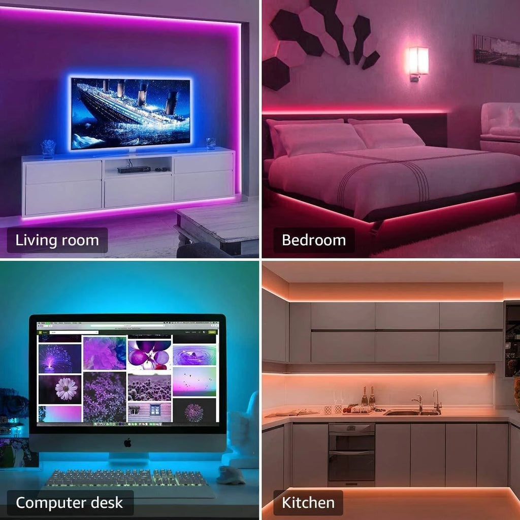 IR Remote RGB LED Strip Lights with 24-Key or 44-Key Control, 5V USB Tape Lighting in Six Length Options for Bedroom Decor and TV Backlighting