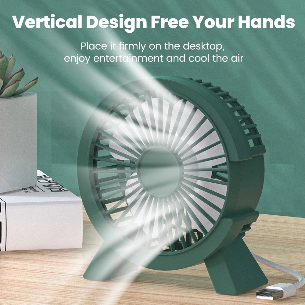 USB Powered Mini Desk Fan for Home Office and Student Study Spaces, Direct-Connection Tabletop Personal Fan in Green, White or Pink