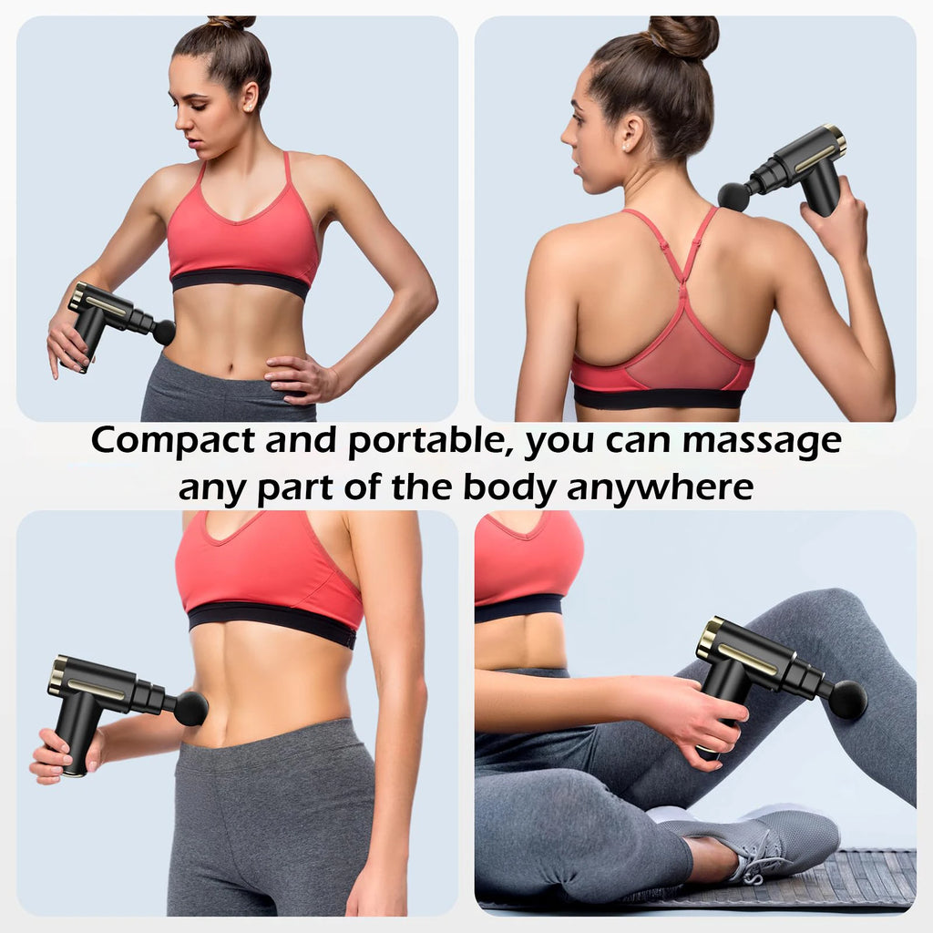 Mini USB-C Massage Gun with Adjustable Speed, Lightweight Handheld Percussion Design and Gray LCD Option for Everyday Home Relaxation