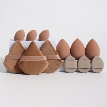 12-Piece Makeup Sponge and Powder Puff Set with Mini Air Cushion Puff and Beauty Egg References, 18 Color and Style Labels for Adult Cosmetic Application