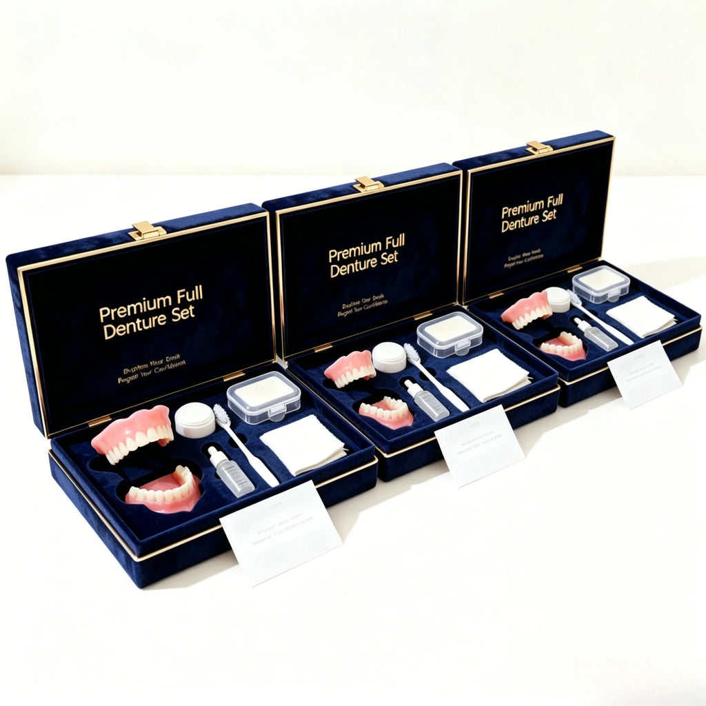 2026 NEW Natural-Looking Silicone Full Denture Set (Upper & Lower) – Soft, Comfortable Fit for Daily Oral Care, for Men & Women