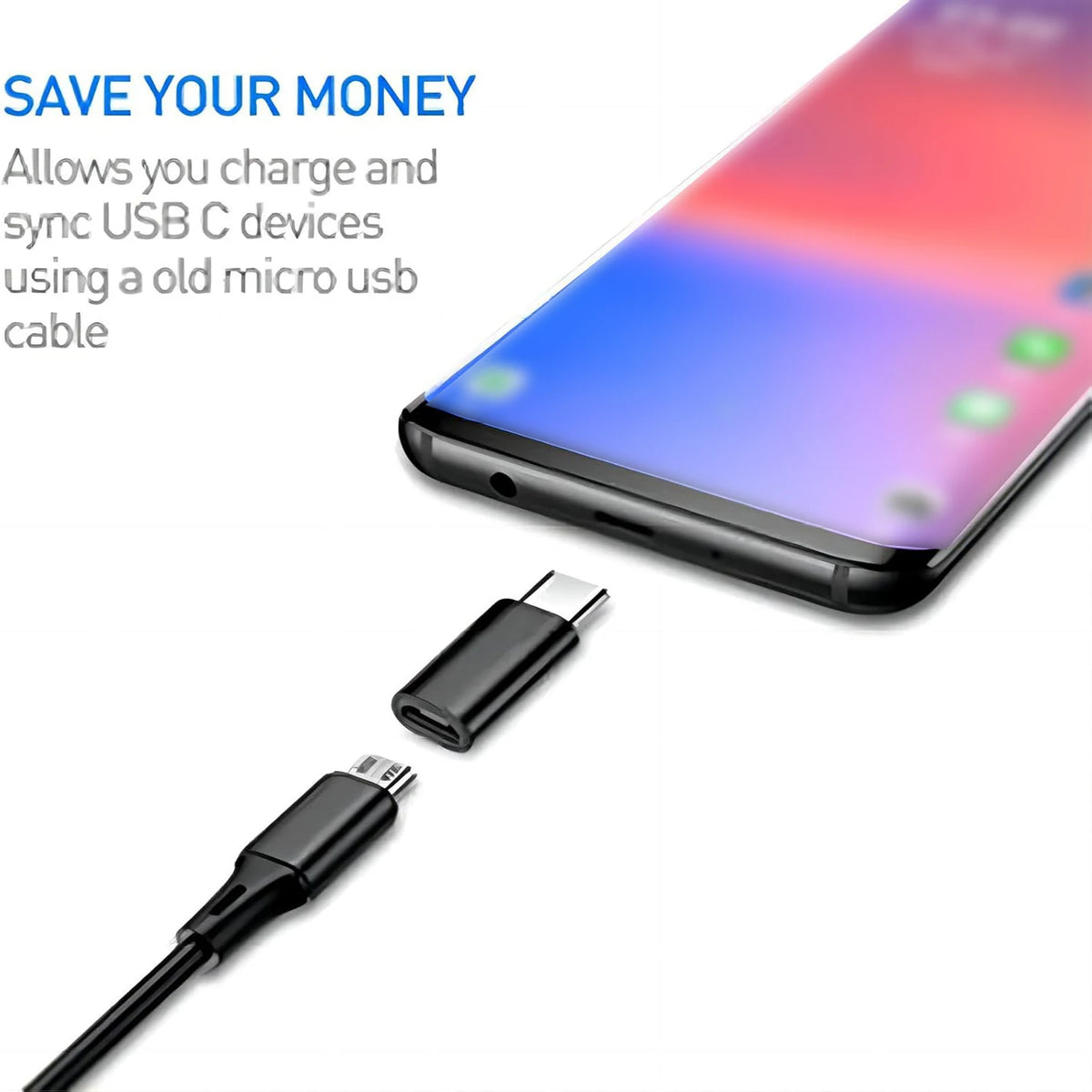 USB-C Adapter Assortment in Black with USB and Micro USB Connector References, Portable Connection Accessories for Compatible Laptop, Car and Travel Setups