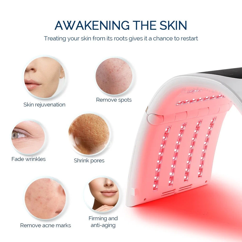 LED Beauty Light Machine with Foldable Face and Body Design, Seven Color and Heating Model References, Eye Protection and Regional Plug Options