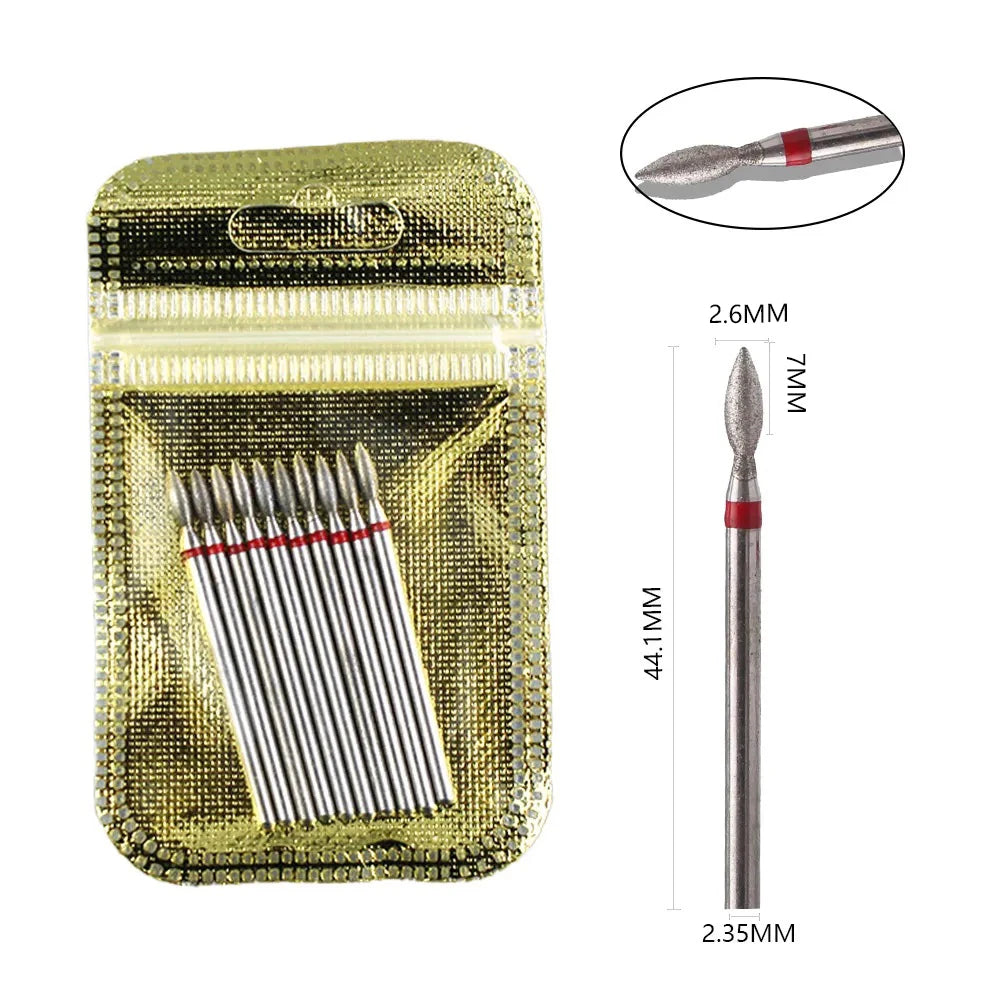 H-Series Diamond Nail Drill Bits, 10-Piece Selected Sets with 2.35mm Shanks for Compatible Electric Nail Files and Professional Manicure Filing Tools
