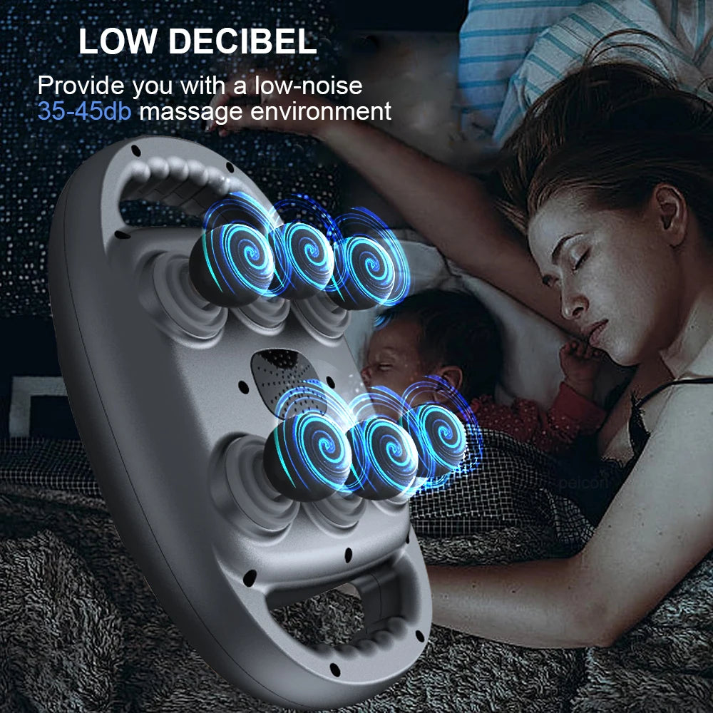 Six-Head Touchscreen Massage Gun with Integrated Contact Design, Nine Intensity Levels, Nine Massage Modes and Listed 10-Minute Auto-Off, White or Black