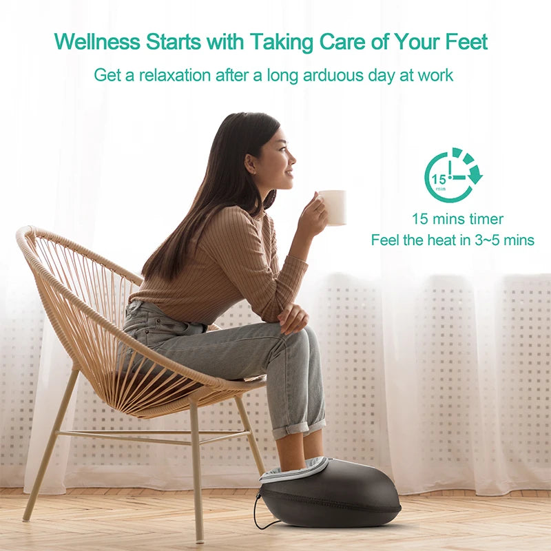Medcursor Shiatsu Foot Massager with Heat and Roller Massage, Black MDFM400 Electric Foot Care Machine with US or EU Plug Options for Home Relaxation