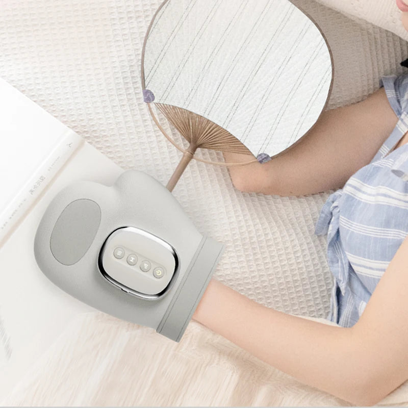 Cordless Heated Hand Massager with 13 Airbags, 3 Massage Modes and 5 Compression Levels, Gray Type-C Rechargeable Device for Adult Home Relaxation