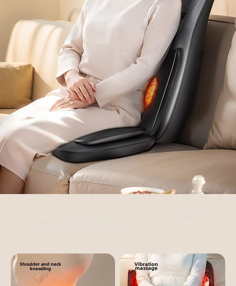 Massage Seat Cushion 5-in-1 Chair Pad with Listed Heat, Vibration and Kneading, US EU UK or AU Plug Options for Compatible Home Seating and Personal Massage Breaks