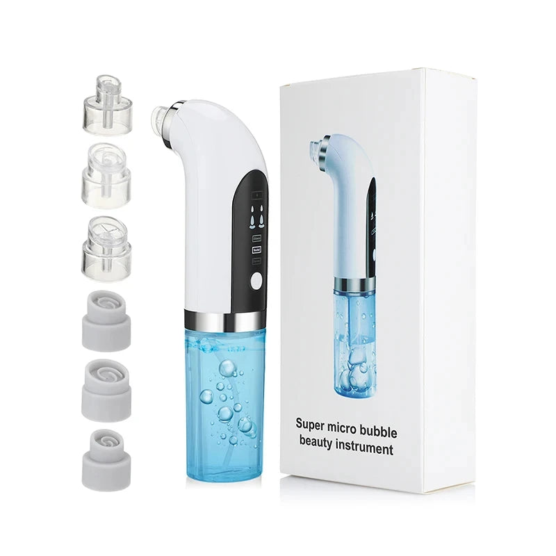 Pore Vacuum Facial Device in Ivory with Electric Micro Bubble Cleanser and USB Recharge References for Instruction-Guided Adult Personal Beauty Routines