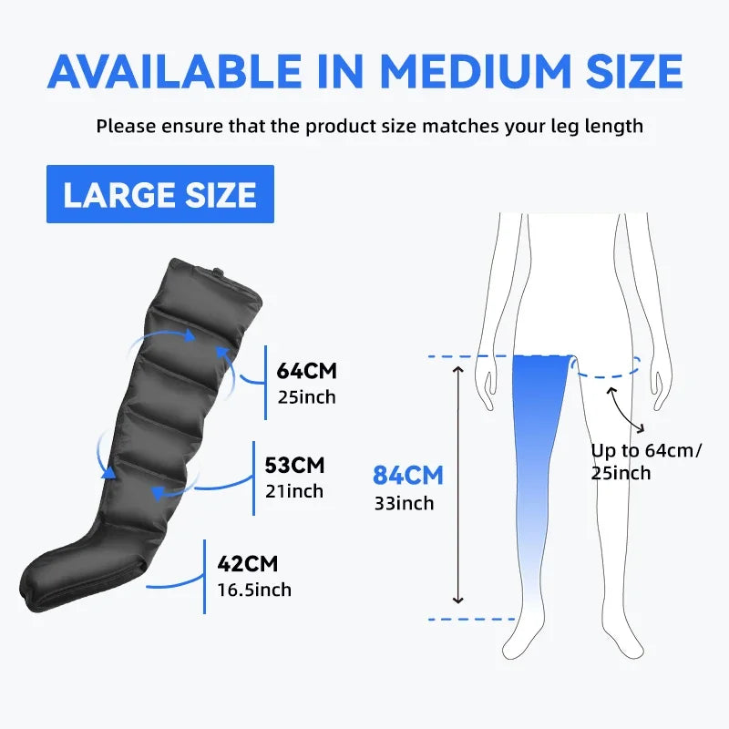 Air Compression Leg Massager by JinKairui with 3 Modes, 3 Intensity Levels and Display Controller, Short or Long Options Without Heat