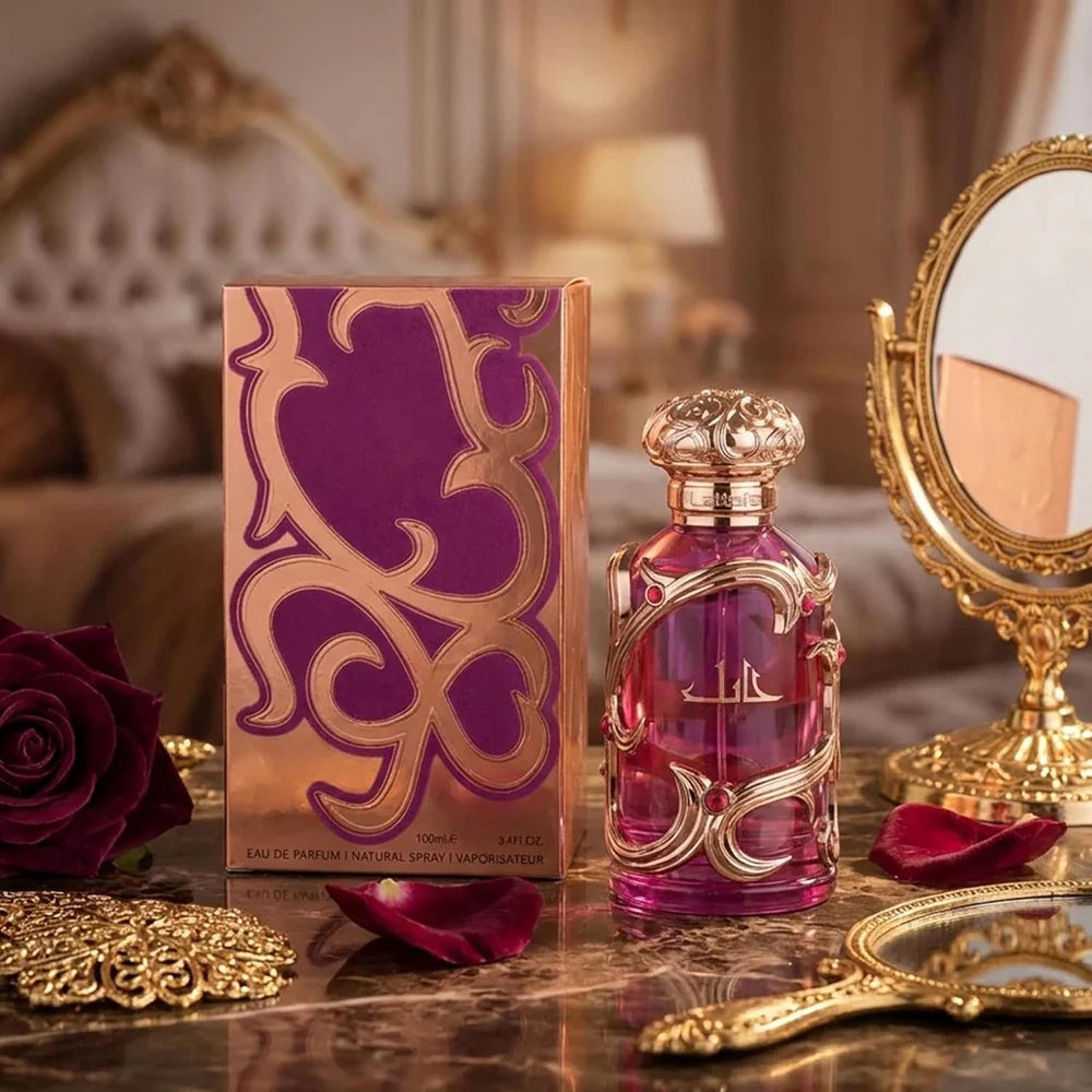 Women's Pear Jasmine Perfume with Listed 100ml Eau de Parfum Spray, Bergamot and Amber Musk Notes, Rose Red Option and Decorative Rose Gold Bottle for Gifts