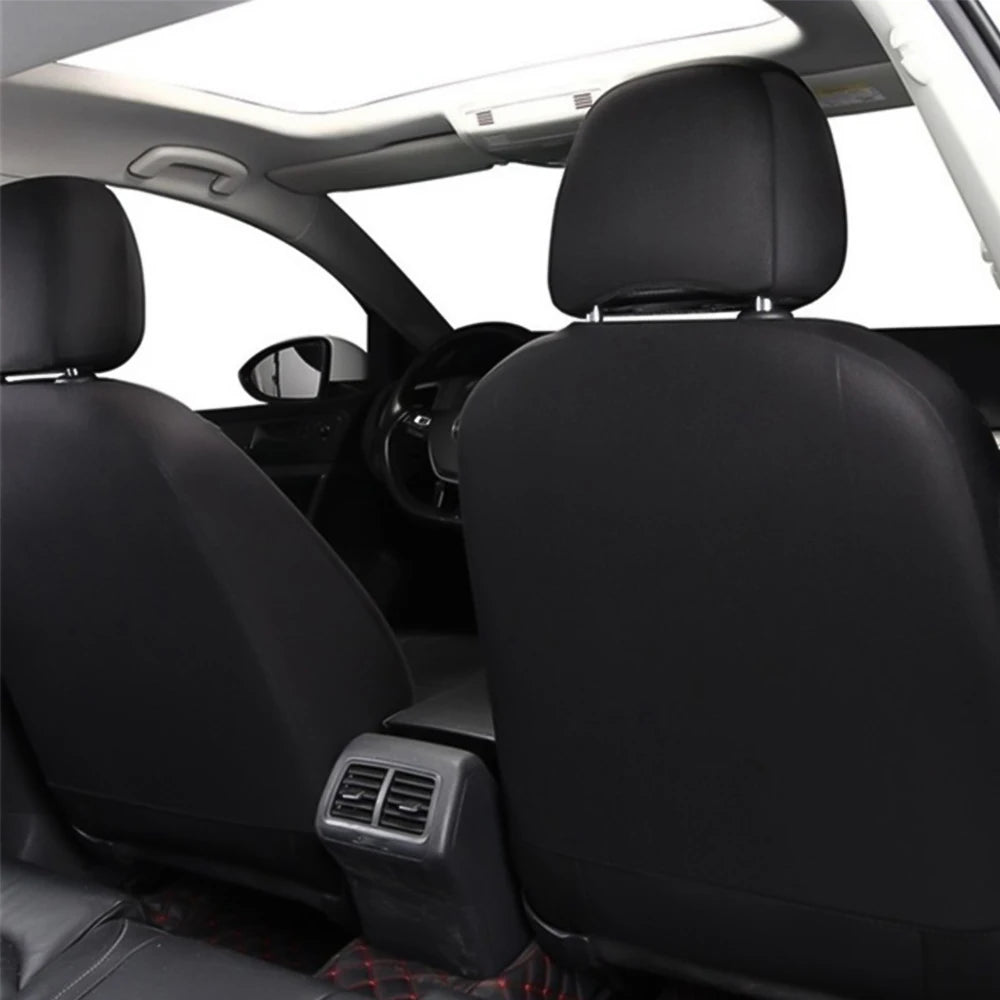 PU Leather Car Seat Cover Set, Nine-Piece Layout with Five Headrest Covers, Two Front Seat Covers and Separate Rear Bench Pieces for Compatible Interiors