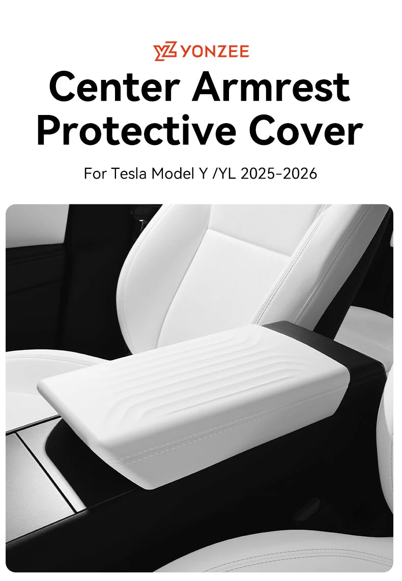 Armrest Cover for Tesla Interior Styling with TPE White, TPE Black and TPU Black Options, Model Y Juniper, YL and Model 3 Highland Labels and Bundle Choices