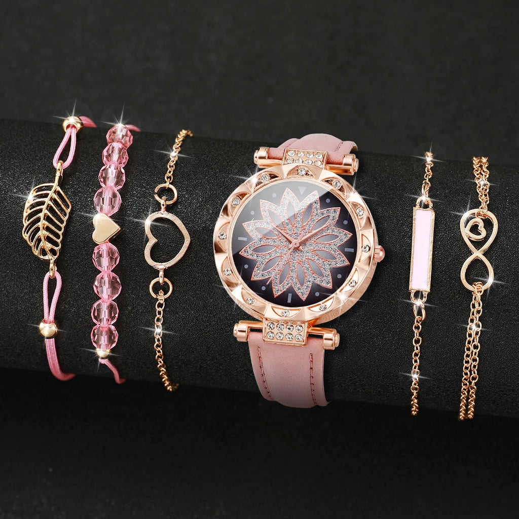 Women's Heart Dial Quartz Watch with Leaf Bracelet Set Reference, Eight No-Box Style Options and Listed 33mm Case for Casual Outfits and Fashion Gifts