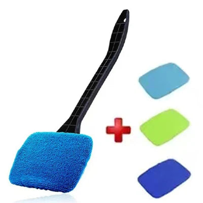 Car Windshield Cleaning Wand with Removable Microfiber Bonnet and Long Handle, Blue, Light Blue or Green Options for Interior Auto Glass and Window Care