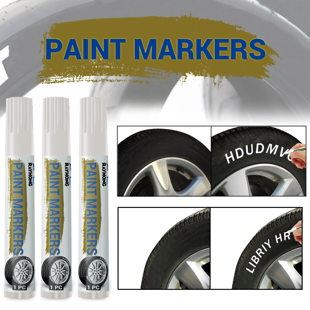 White Tire Lettering Paint Pens, Oil-Based Fine Round Tip Markers with Three Pens per Box, 1Box, 3Box or 5Box Options for Compatible Automotive Detailing