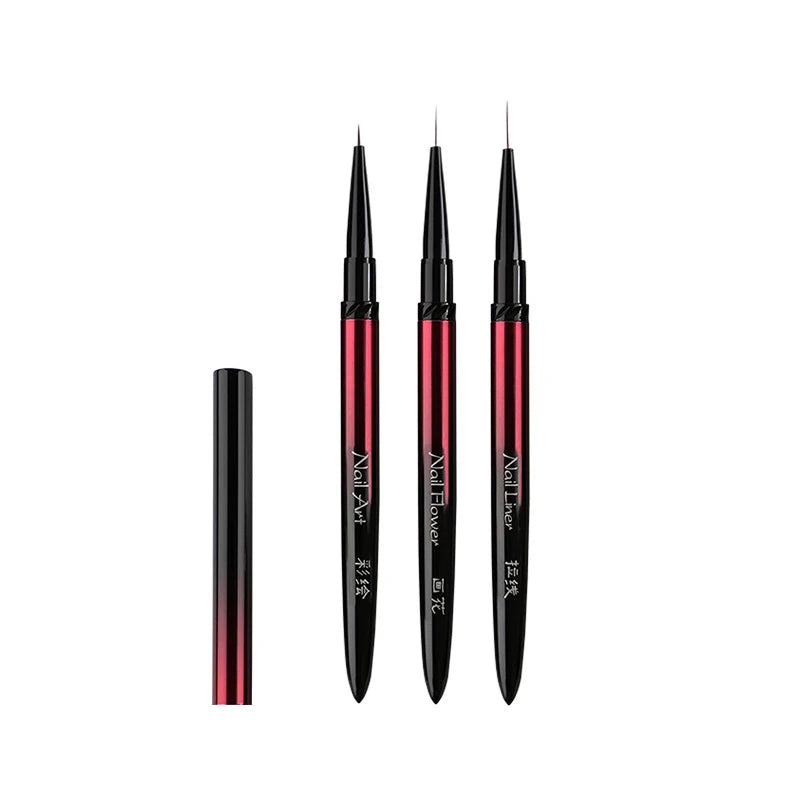 Metal Handle Nail Art Brush Options for Liner, Flower, French and Lace Designs, Individual Brushes, Numbered Bundles or 13-Piece Set with Bucket