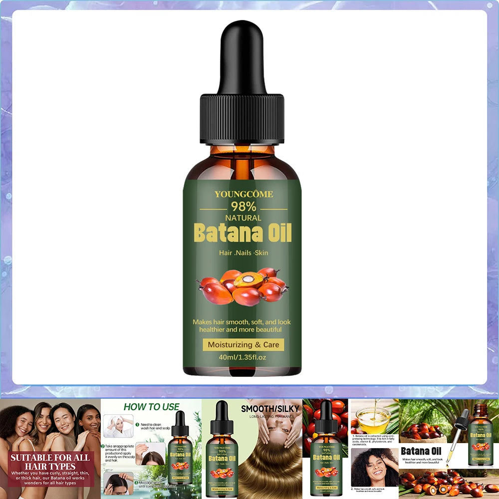 Batana Hair Oil with 40ml, 60ml and 60ml Three-Piece Option Labels, Cosmetic Hair Conditioning Product for Women and Men for At-Home Grooming Routines