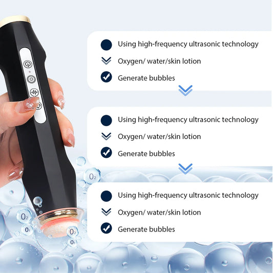 Portable Bubble Facial Massage Pen with Listed 150g Weight and 400mAh Battery, Five Intensity Levels, Eight LED Modes and Black or White Options