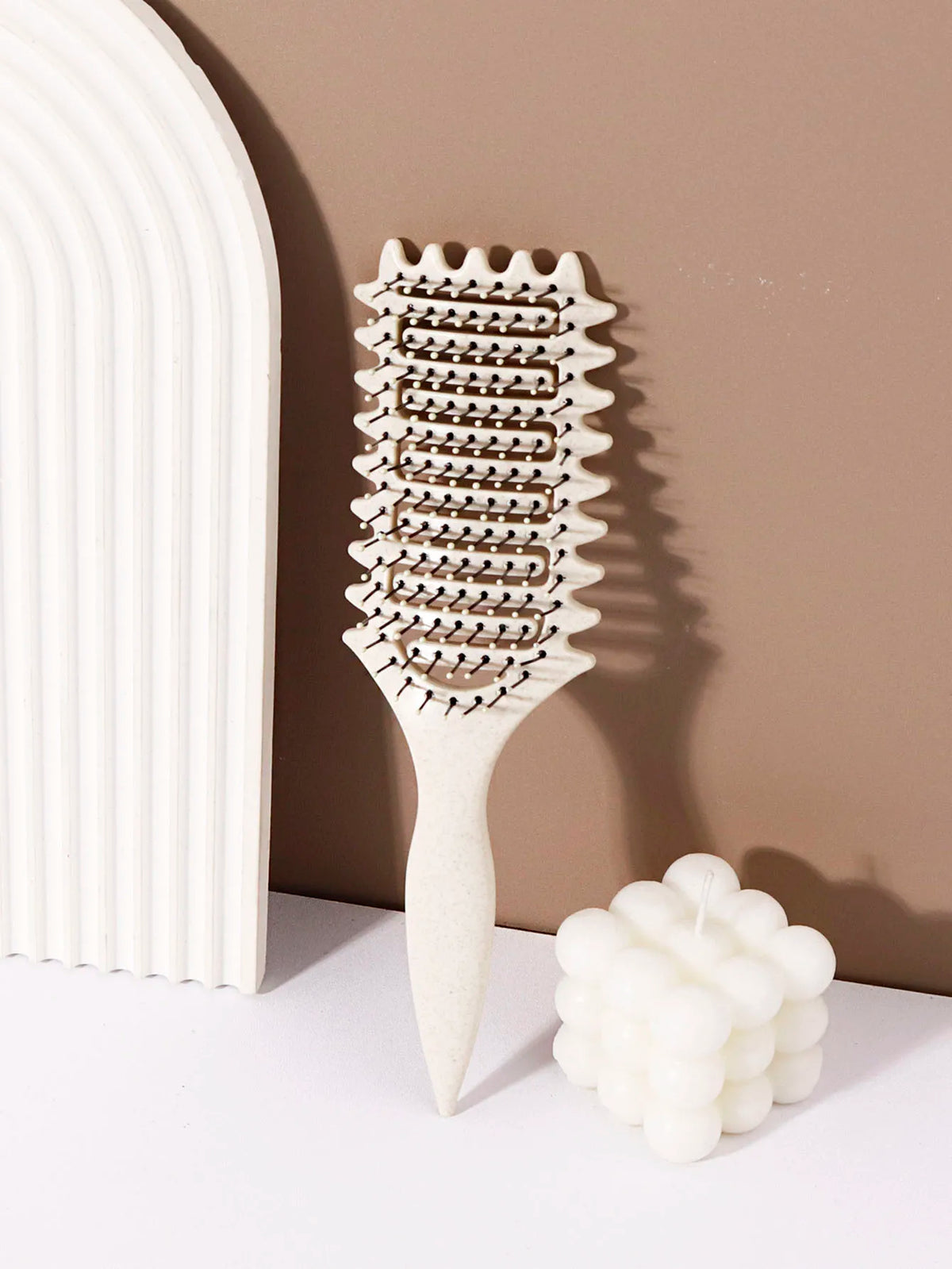 Hollow Hair Styling Brush with Nylon Bristles and ABS Plastic Handle, Four Color Options for Everyday Curl Shaping and Compatible Natural Hair or Wig Grooming