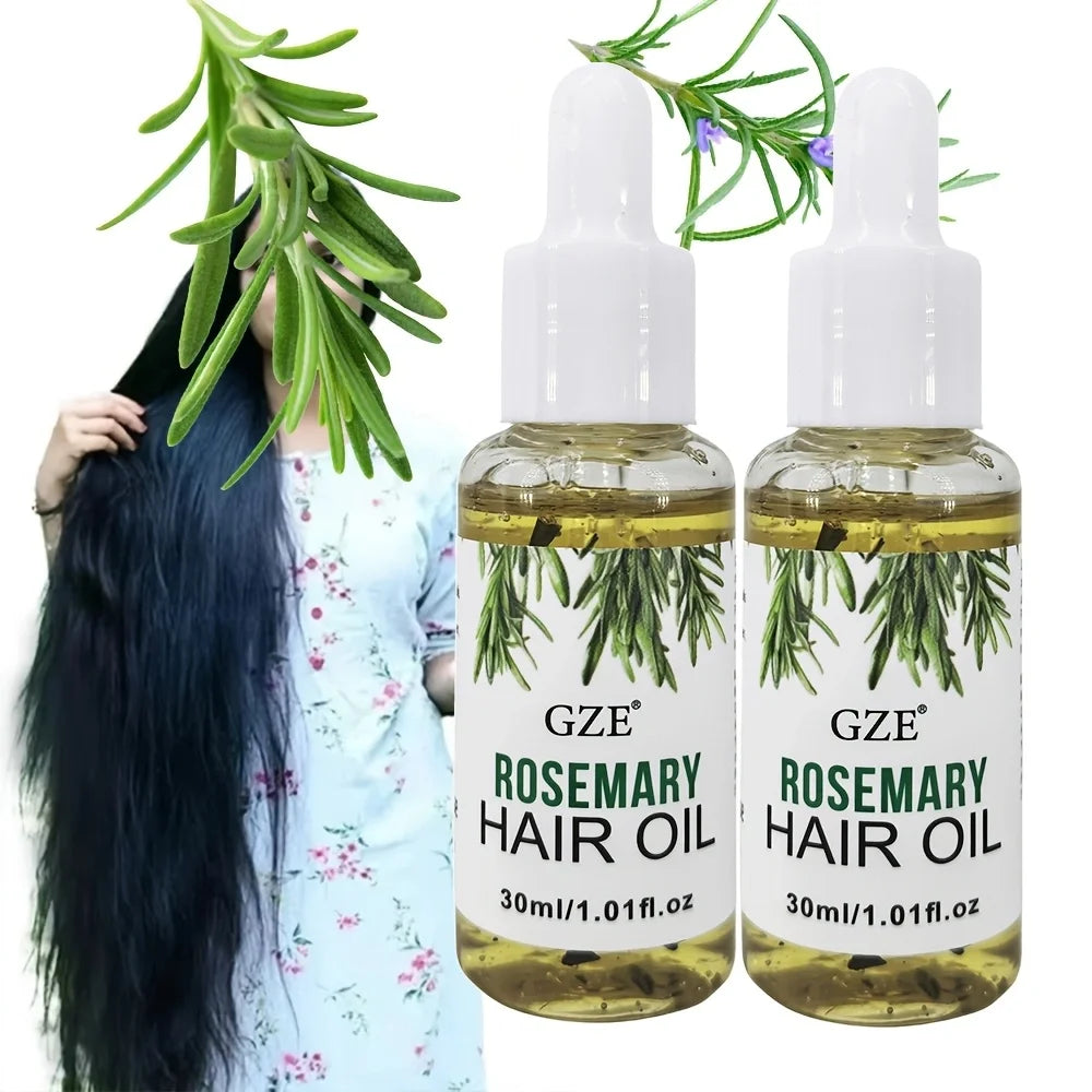 Rosemary Scalp and Hair Oil by GZE for Cosmetic Grooming, Straight and Wavy Hair Care Routines with GZE251-2 and GZE115 Options