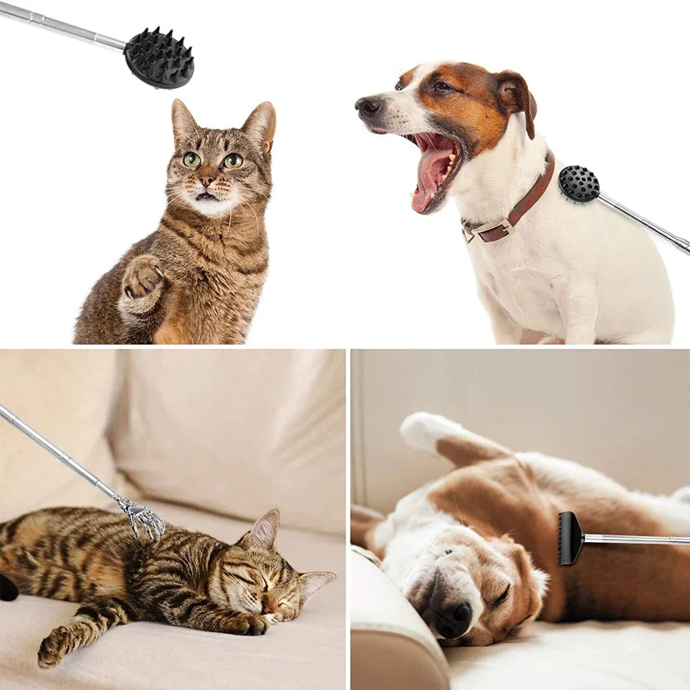 Telescopic Back Scratcher with Stainless Steel Handle, Listed 8 to 32 Inch Reach and Detachable Head Set Reference, Single, Three or Five-Piece Options