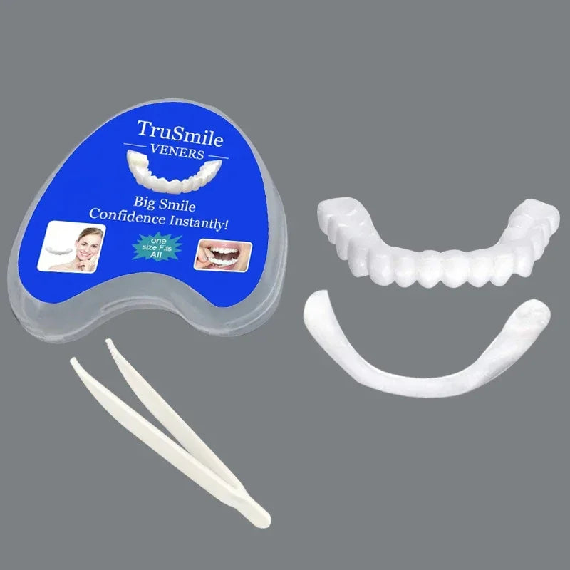 Silicone Denture-Style Teeth Covers with Single-Piece and Bundle Purchase Labels, Temporary Simulated-Teeth Appearance Reference Requiring Professional Fit Review