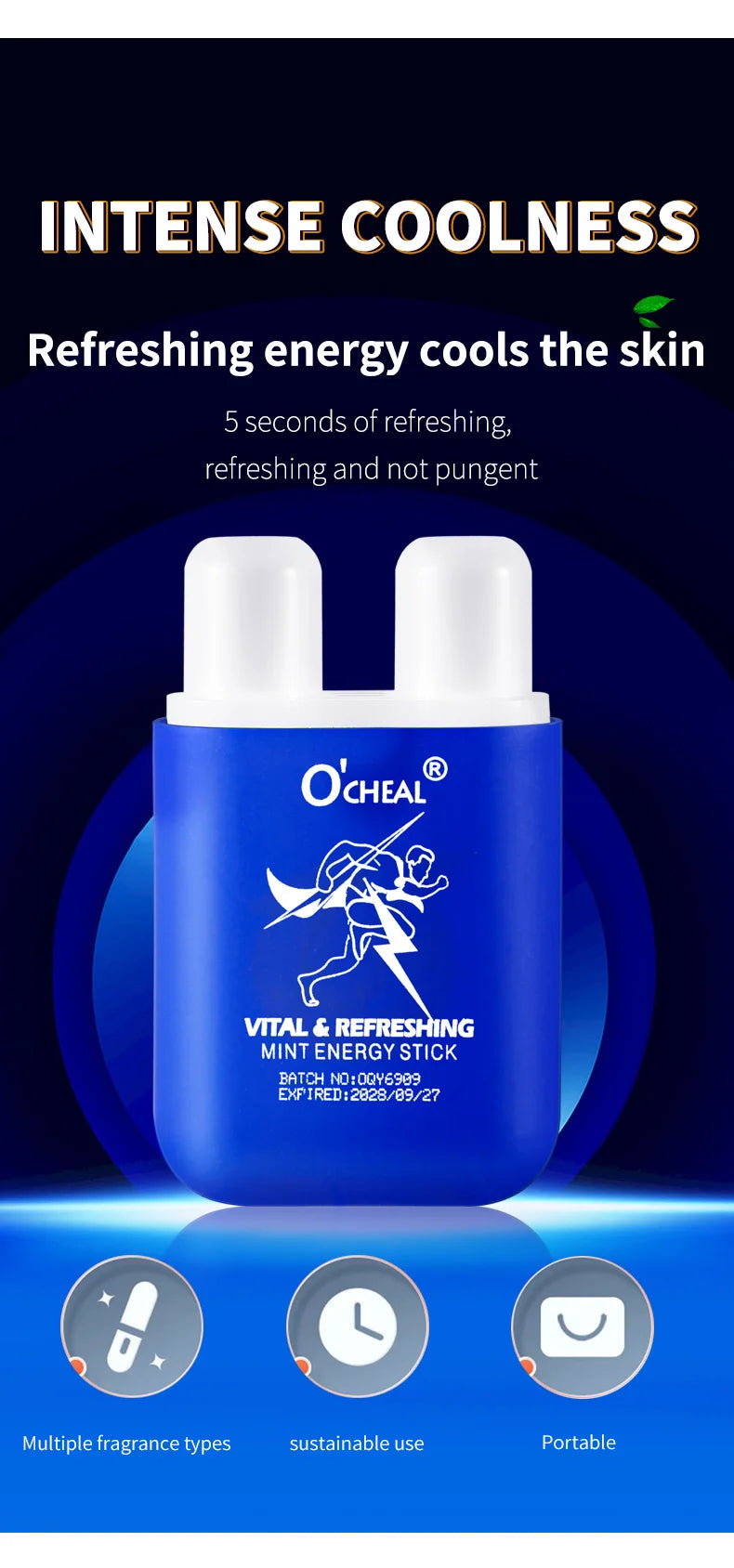 Aroma Scent Stick by O'cheal with Double-Hole Design, Listed 3.6g Format and Mint, Watermelon, Peach, Lemon or Grape Labels with Single and Multipack Options