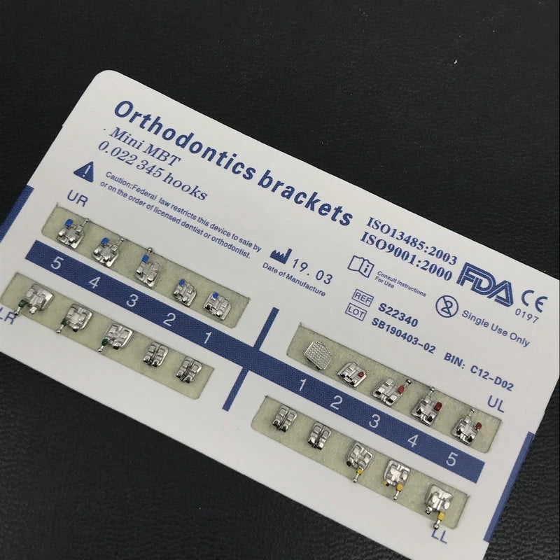 Dental Braces Brackets, 200-Piece Metal Orthodontic Supply in 10 Packs with Roth, MBT and Edgewise Model Options and Listed 022 Slot for Professional Use