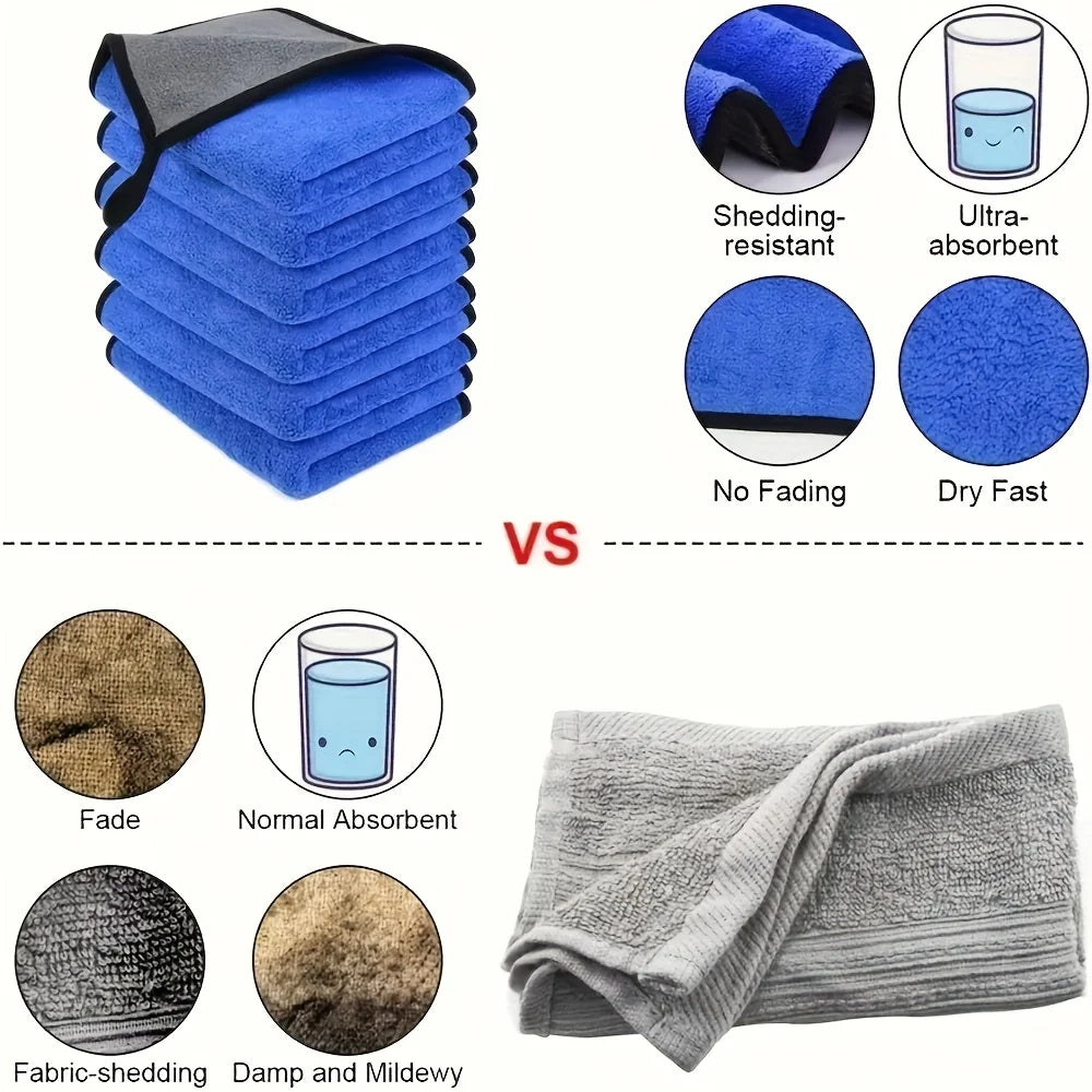 Auto Detailing Microfiber Towels, Car Washing and Drying Cloths in 1, 3, 5, 6 or 10-Piece Options for Routine Vehicle Care and Father's Day Gift Ideas
