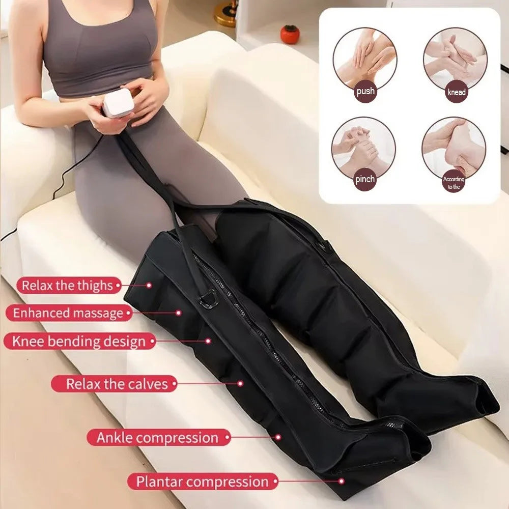 Air Compression Leg Massager by JinKairui with 3 Modes, 3 Intensity Levels and Display Controller, Short or Long Options Without Heat