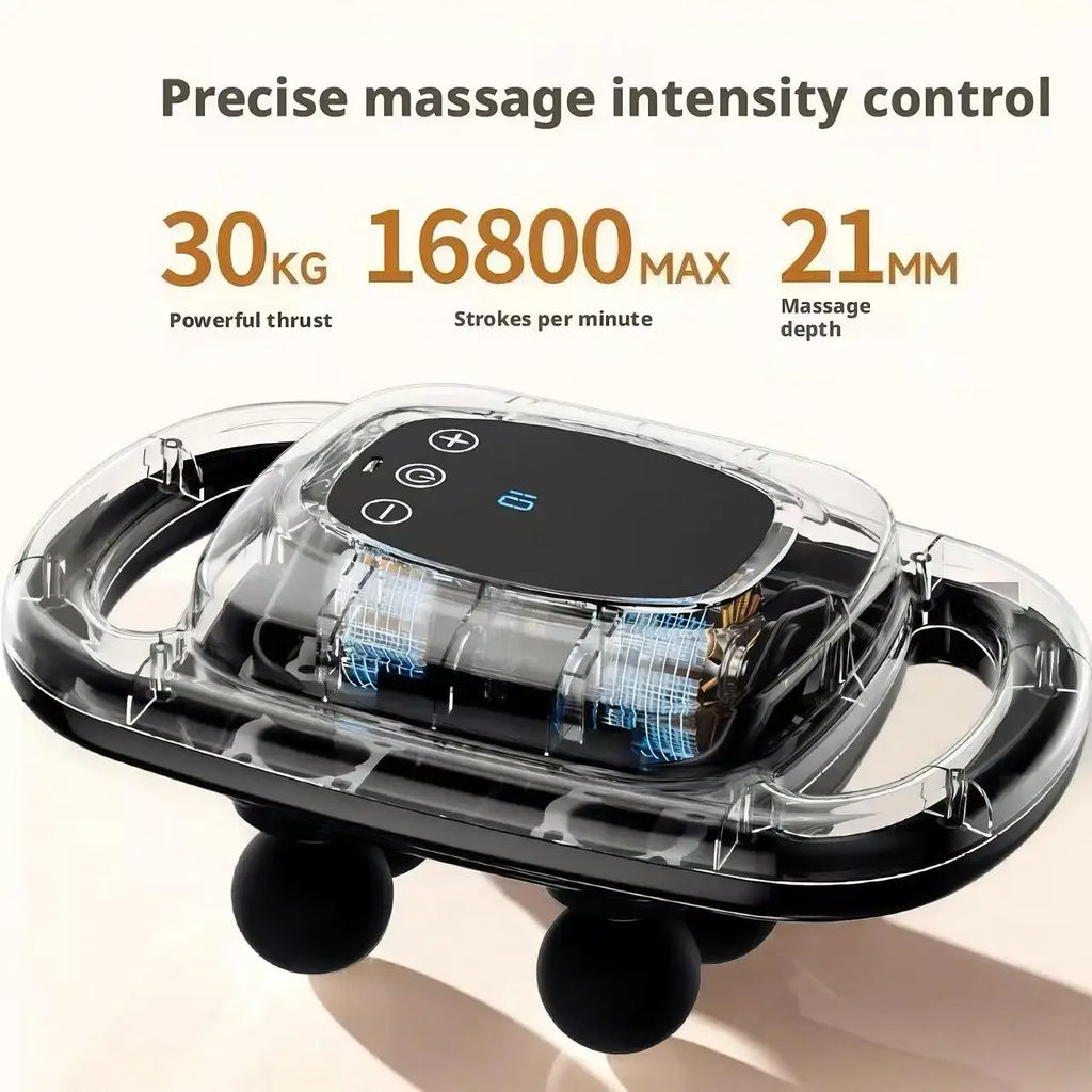 Six-Head Oscillating Massage Gun in Black, Portable Personal-Care Muscle Massager for Manufacturer-Approved At-Home Relaxation and Adult Gift Ideas