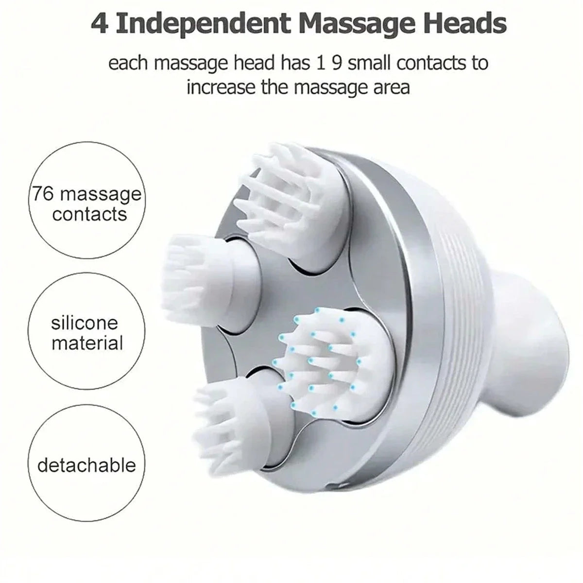Electric Head Massager with Rechargeable Vibration, White Scalp Massage Device for At-Home Personal Care and Instruction-Guided Relaxation Routines