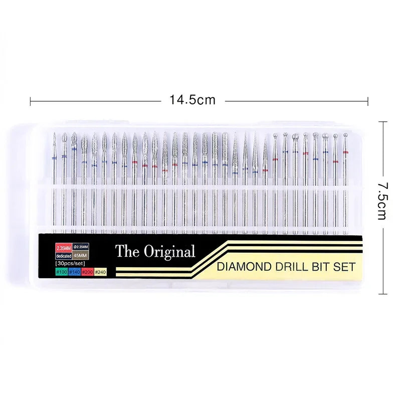 Diamond Grinding Head Set, 30-Piece Alloy Nail Drill Bit Reference with A or B Options for Compatible Rotary Tool Grinding and Polishing Projects