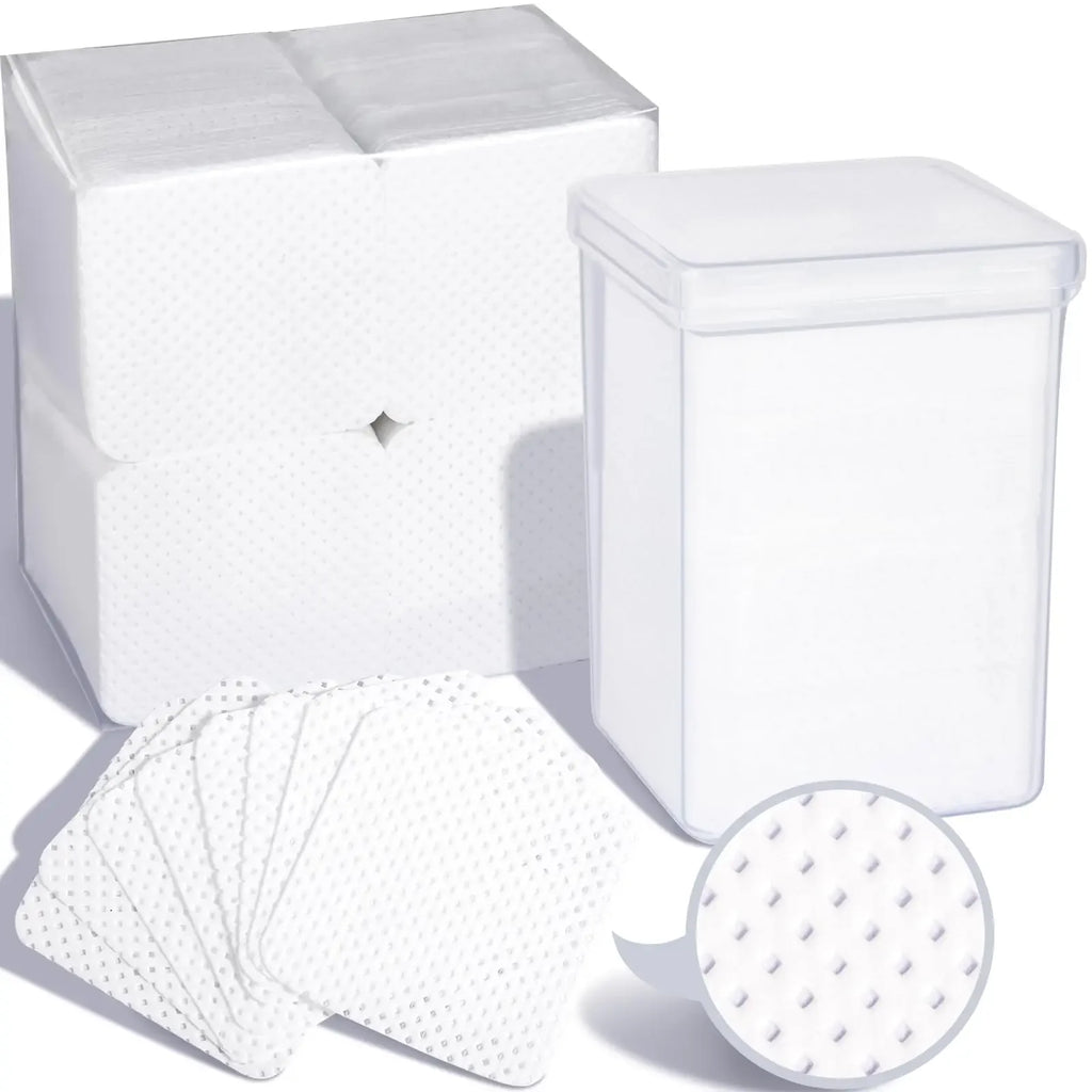Boxed Nail Cleansing Wipes with Approximately 200 Three-Layer Nonwoven Pads, Heart or Square Shapes in Pink or White for Home and Salon Manicure Prep