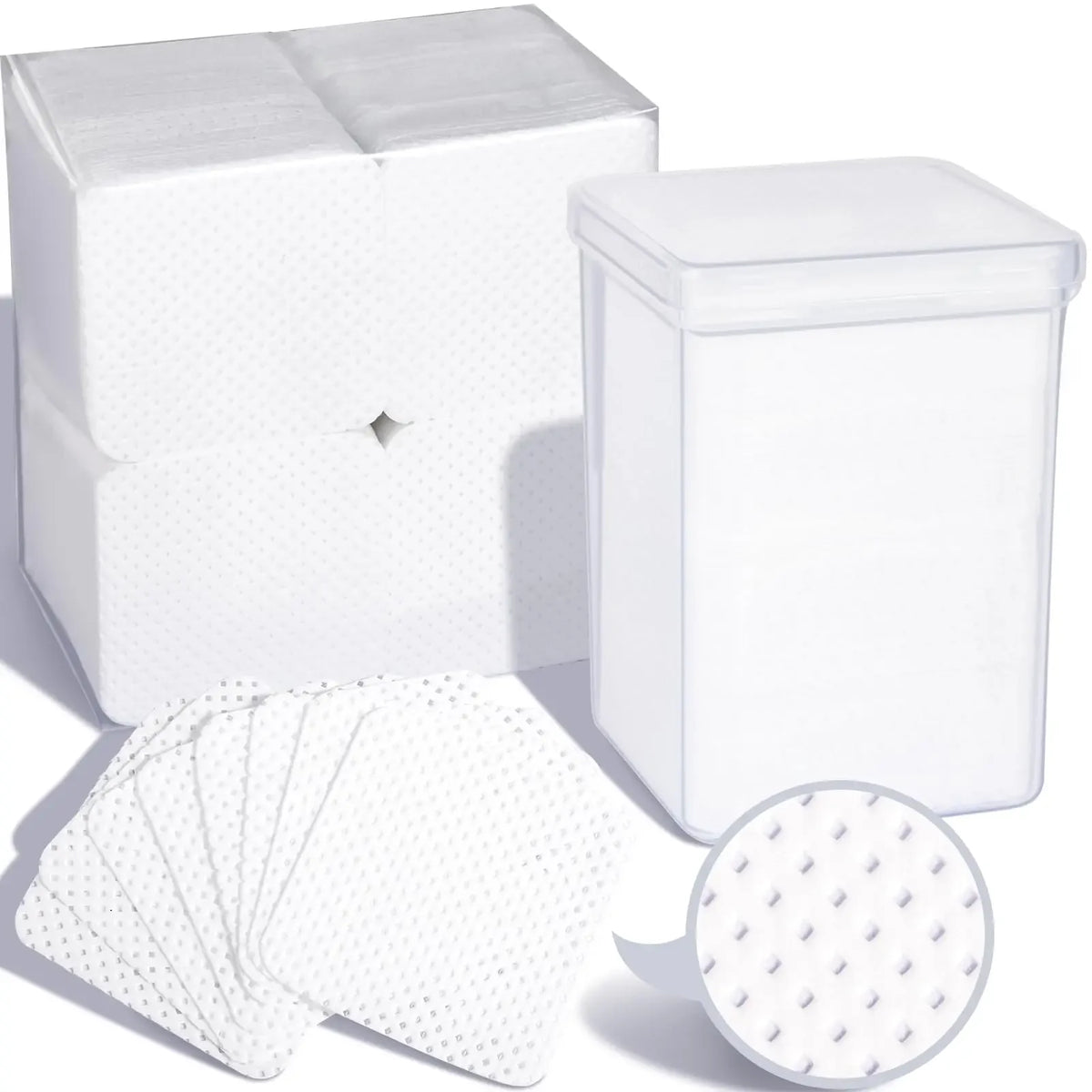 Boxed Nail Cleansing Wipes with Approximately 200 Three-Layer Nonwoven Pads, Heart or Square Shapes in Pink or White for Home and Salon Manicure Prep