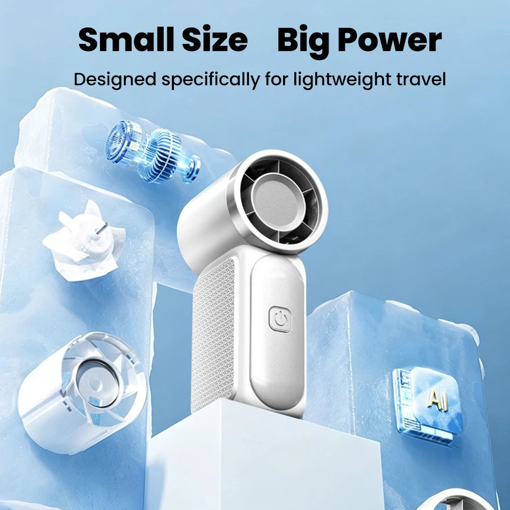 Five-Speed Handheld Fan with Type-C Charging and Button Controls, Rechargeable Mini Personal Fan in White, Purple, Gray or Green for Office and Summer Outings