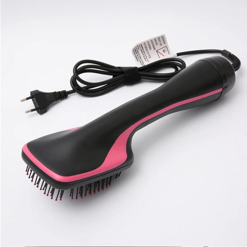 Hot Air Styling Comb, Black Ionic Hair Dryer Brush for At-Home Drying, Straightening and Curling with US 110V and Regional Plug Options