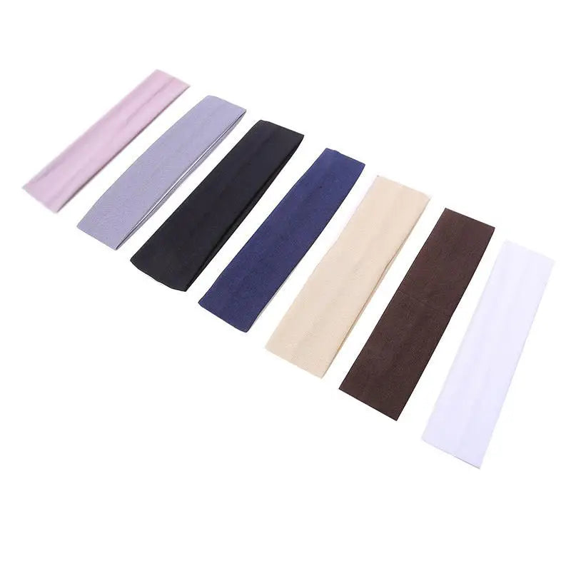 Elastic Sports Headbands for Women, Seven-Piece Stretchy Cloth Hairband Set in Black, Pink, Grey or Style Selections for Yoga, Running and Casual Hair Styling