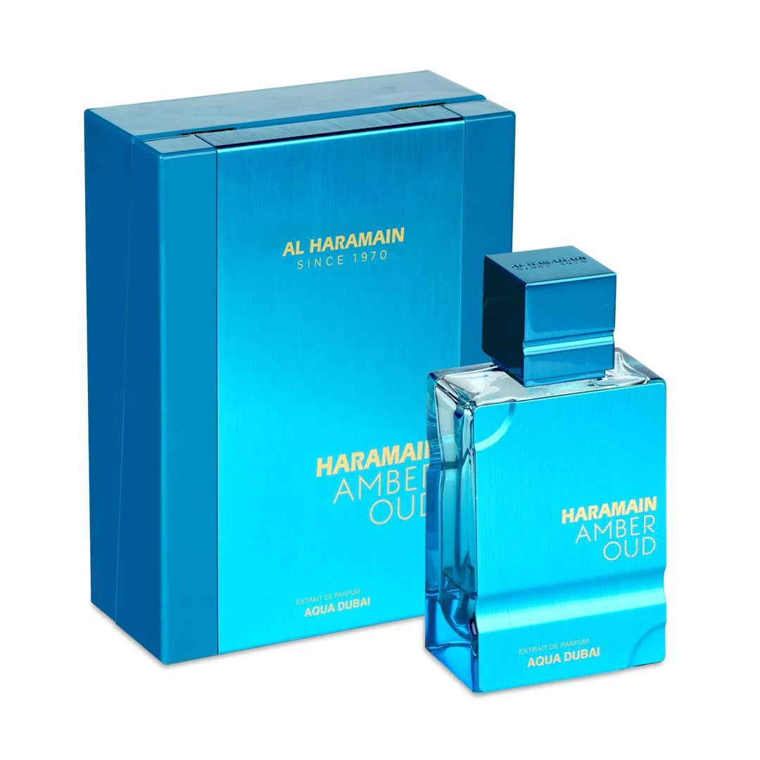 Amber Oud Aqua Dubai Unisex Perfume, Listed Al Haramain 2.0 oz Fragrance with Bergamot, Mandarin, Fruity Amber, Vanilla and Musk Notes for Personal Wear