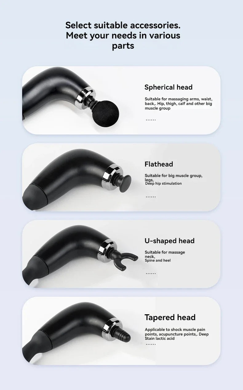 USB Rechargeable Massage Gun GB-868 with 9 Modes and 9 Intensity Levels, Handheld Electric Personal-Care Massager in Black or Silver for Home Relaxation