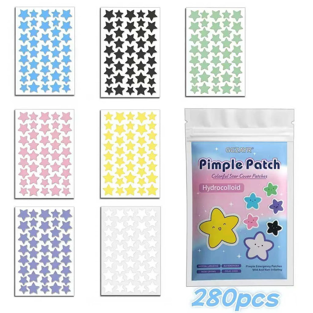 Star Pimple Patches with Listed Hydrocolloid Material, Colorful Facial Blemish Covers in Boxed 280, 1120 or 1680-Piece Options for Personal Skincare Styling