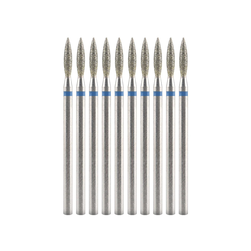 Diamond Nail Drill Bits, Listed 10-Piece Milling Accessories with 2.35mm Shanks, A-Series and Grade-Labeled Options for Professional Electric Manicure Filing