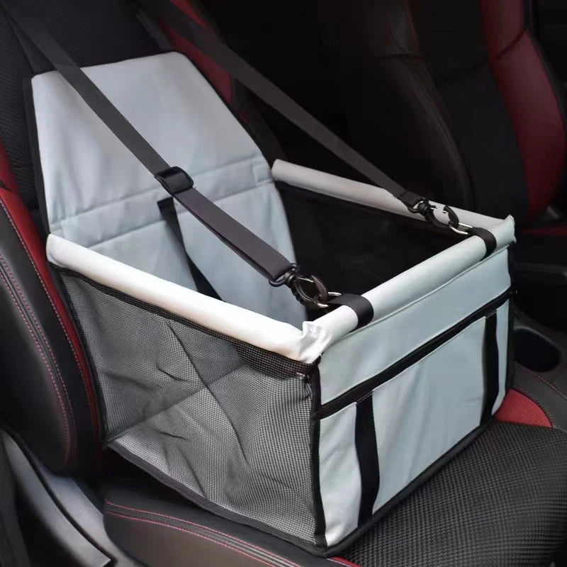 Dog Car Booster Seat Basket with Mesh Design, Foldable Pet Travel Carrier for Compatible Vehicle Seating, Black, Red, Pink, Blue and Gray Option Labels
