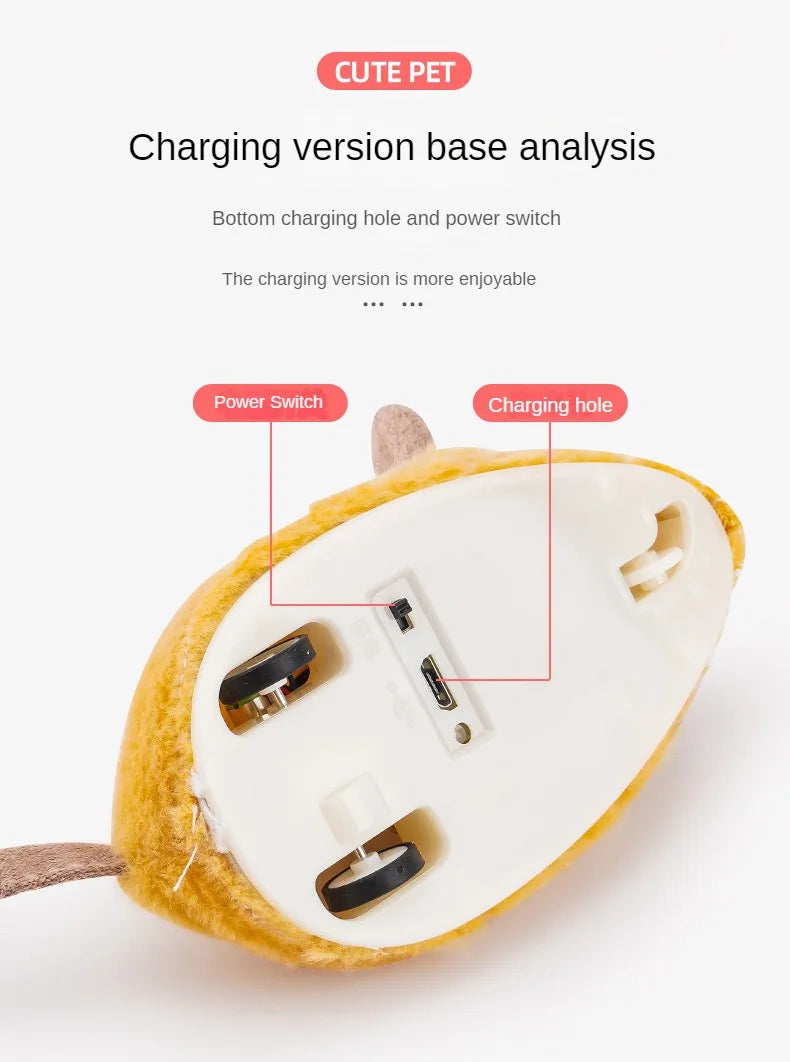 Electric Mouse Cat Toy with Touch-Sensing Wording, Grey, Yellow or Blue Rat Colors and Rechargeable, Remote-Controlled or XXL Labels for Indoor Pet Play