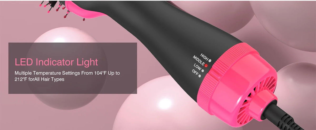 One-Step Hair Dryer and Volumizer by LISAPRO, Red 2-in-1 Hot Air Styling Brush for At-Home Hair Routines with US 110V and Regional Plug Options